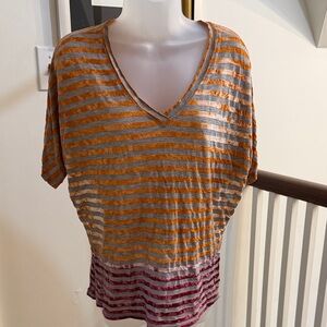 Prana V-Neck Women's Top - Orange, Gray, and Pink